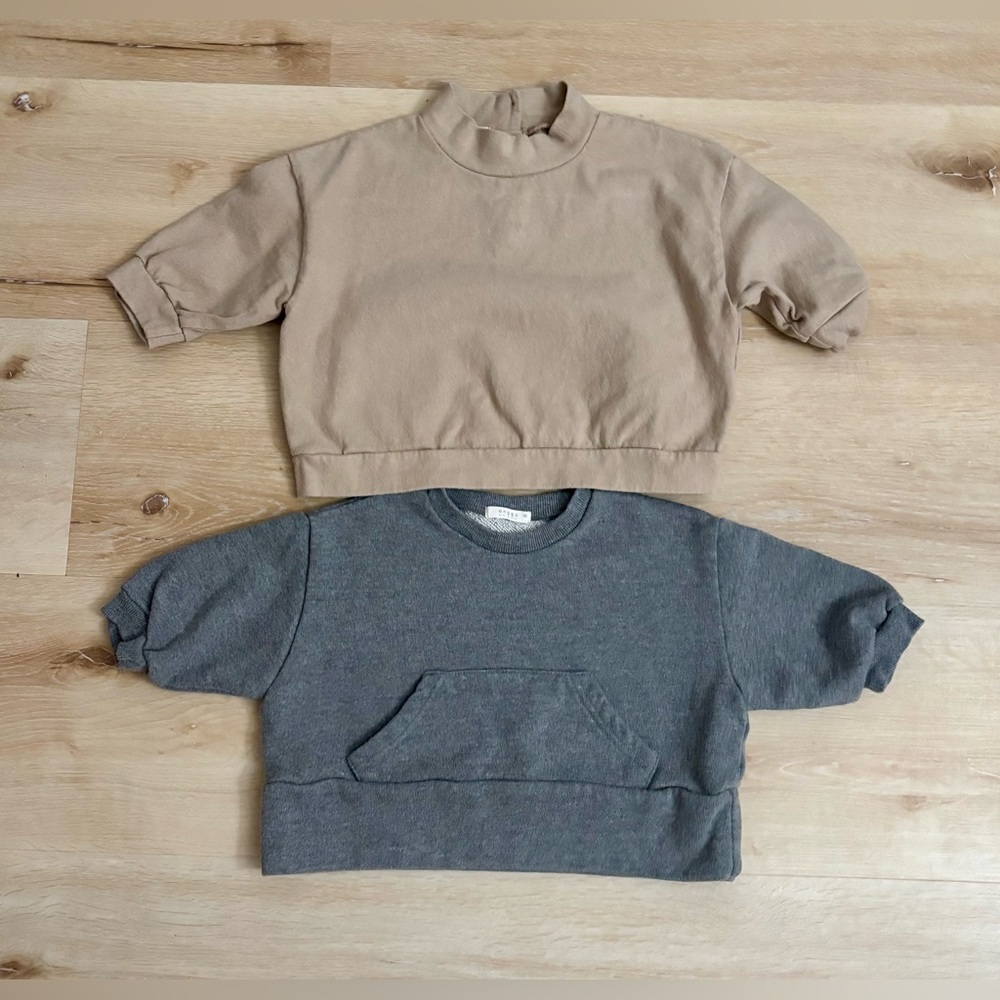 Cozy Kids Tan and Gray Sweatshirt Duo